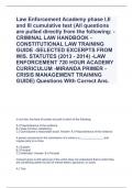 Law Enforcement Academy phase I,II and III cumulative test (All questions are pulled directly from the following: - CRIMINAL LAW HANDBOOK -CONSTITUTIONAL LAW TRAINING GUIDE -SELECTED EXCERPTS FROM WIS. STATUTES (2013 - 2014) -LAW ENFORCEMENT 720 HOUR ACAD