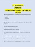 ATR 72-600 Air 2024/2025 Questions And Answers 100% correct Verified