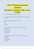 ATR 72- 600 Electrical System 2024/2025 Questions And Answers 100% correct Verified