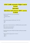 ATR 72-600 Automatic Flight Control System 2024/2025 Questions And Answers 100% correct Verified