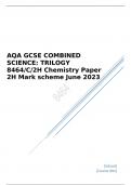 AQA GCSE COMBINED SCIENCE TRILOGY Higher Tier Chemistry Paper 2H JUNE 2023 QUESTION PAPER and  MARK SCHEME