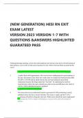 (NEW GENERATION) HESI RN EXIT EXAM LATEST VERSION 2023 VERSION 1-7 WITH QUESTIONS &ANSWERS HIGHLIHTED GUARATEED PASS