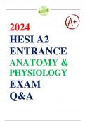 NEW FILE UPDATE: HESI A2 ANATOMY AND PHYSIOLOGY (A&P) ENTRANCE EXAM QUESTIONS WITH ANSWERS | LATEST UPDATE 2024