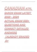 CANADIAN ATPL SARON EXAM LATEST 2023 - 2024 ACTUAL EXAM 500+ QUESTIONS AND CORRECT DETAILED ANSWERS  |ALREADY GRADED  A+