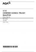 GCSE AQA May 2024 Higher Combined Science: Trilogy Physics Paper 1H Mark Scheme