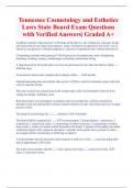 Tennessee Cosmetology and Esthetics  Laws State Board Exam Questions  with Verified Answers| Graded A+ 