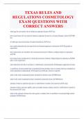 TEXAS RULES AND  REGULATIONS COSMETOLOGY EXAM QUESTIONS WITH  CORRECT ANSWERS 