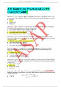 ATI Nutrition Proctored 2019 ExamRETAKE Question 1: A nurse Is providing dietary teaching about prevention of neural tube defects in the fetustoaclientwhoispregnant. Whichofthefollowingnutrients shouldthenurserecommend? ●Calcium ●Folate ●Vitamin B12 ●Magn