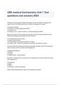 UNE medical biochemistry Unit 1 Test questions and answers 2024