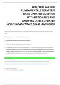 2023/2024 ALL HESI  FUNDAMENTALS EXAM TEST  BANK UPDATED QUESTION  WITH RATIONALES AND  ANSWERS LATEST UPDATED  HESI FUNDAMENTALS EXAM, ANSWERED