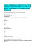 HOSA BIOMEDICAL DEBATE HELP THE TEST IS TOMOROW (2022-2023: Medical Errors Should be Considered Criminal Offenses) with 100% correct answers