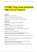 CPNRE Prep Exam Questions with Correct Answers 