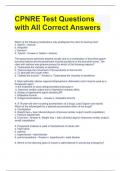 CPNRE Test Questions with All Correct Answers 