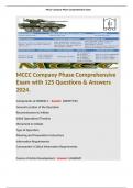 MCCC Company Phase Comprehensive Exam with 125 Questions & Answers 2024. Terms like; Components of WARNO 1 - Answer: (GRIMT-PIC) General Location of the Operation Reconnaissance to Initiate Initial Operational Timeline Movement to Initiate Type of Operati