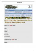 MCCC Final Exam Questions Containing 183 terms & Definitions 2024. Terms like: 1) Tenets of ULO - Answer: DILFAS:  Depth,  Integration,  Lethality,  Flexibility,  Adaptability,  Synchronization.