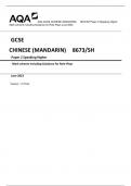 AQA GCSE CHINESE (MANDARIN) 8673/SH Paper 2 Speaking Higher  Mark scheme including Guidance for Role-Plays June 2023