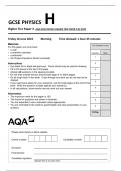 AQA GCSE PHYSICS 8463/2H Paper 2 Higher Tier  QP and MS 2023