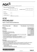 AQA GCSE PSYCHOLOGY Paper 2 Social Context and Behaviour QP 2023 