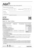 AQA GCSE BENGALI Higher Tier Paper 4 Writing QP 2023