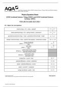 AQA Physics Equations Sheet GCSE Combined Science: Trilogy (8464) and GCSE Combined  Science: Synergy (8465)FOR USE IN JUNE 2023 ONLY