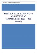 HESI RN EXIT EXAM V1 V2 V3 V4 V5 V6 V7 (COMPLETE) 2023 (+900 score!)