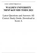 Walden University - NRNP 6635 Mid term 2021, Latest Questions and Answers with Explanations, All Correct Study Guide, Download to Score A