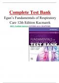 Test Bank for Egan’s Fundamentals of Respiratory Care 12th Edition, Complete Guide