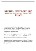 2024 ALTIMA CERTIFICATION EXAM  QUESTIONS AND ANSWERS LATEST  UPDATE