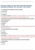 TEAS TEST SCIENCE ACTUAL EXAM QUESTIONS AND WELL  ELABORATED ANSWERS WITH RATIONAL 2O24 UPDATE.