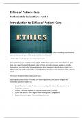 Fundamentals Patient Care (NR-226) Edapt Unit 2 Ethics of Patient-care