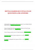 DENTAL RADIOLOGY FINAL EXAM  QUESTIONS AND ANSWERS