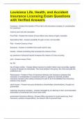 Louisiana Life, Health, and Accident Insurance Licensing Exam Questions with Verified Answers 