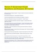 Honors 9 Government Exam Questions and Answers All Correct