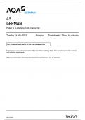 AQA 2023 AS GERMAN Paper 1 Listening Test Transcript (7661/1/T)