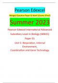 Pearson Edexcel Merged Question Paper & Mark Scheme (Final) Summer 2023 Pearson Edexcel International Advanced Subsidiary Level In Biology (WBI15) Paper 01 Unit 5: Respiration, Internal Environment, Coordination and Gene Technology