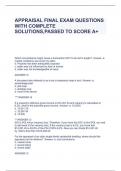 APPRAISAL FINAL EXAM QUESTIONS WITH COMPLETE SOLUTIONS,PASSED TO SCORE A+