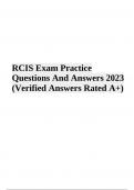 RCIS Exam Questions With Answers Latest Updated 2024 (Verified Answers Graded A+)