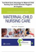 TEST BANK Davis Advantage for Maternal Child Nursing Care 3rd Ed by  Meredith Scannell; 9781719640985 