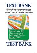 Test Bank For Nursing Leadership, Management, and Professional Practice for the LPN/LVN 7th Edition By Tamara R. Dahlkemper 9781719641487 Chapter 1-20 Complete Guide .