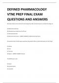 DEFINED PHARMACOLOGY VTNE PREP FINAL EXAM QUESTIONS AND ANSWERS 