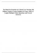 Test Bank for Priorities in Critical Care Nursing, 9th  Edition, Linda D. Urden, Kathleen M. Stacy, Mary E.  Lough (Multiple Choice Questions and Correct  Answers)  