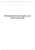 NFHS Baseball Rules Exam Questions and Correct Answers 2024