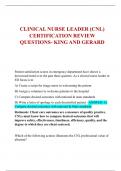 CLINICAL NURSE LEADER (CNL) CERTIFICATION REVIEW  QUESTIONS- KING AND GERARD