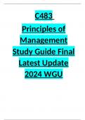 C483 Principles of Management Study Guide Final Latest Update 2024 WGU