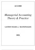 ACG3080 MANAGERIAL ACCOUNTING THEORY & PRACTICE LATEST EXAM WITH RATIONALES