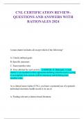 CNL CERTIFICATION REVIEWQUESTIONS AND ANSWERS WITH  RATIONALES 2024