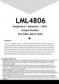  LML4806 Assignment 1 (ANSWERS) Semester 1 2024  - DISTINCTION GUARANTEED