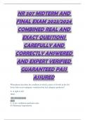 NR 507 MIDTERM AND FINAL EXAM 2023/2024 COMBINED REAL AND EXACT QUESTIONS CAREFULLY AND CORRECTLY ANSWERED AND EXPERT VERIFIED GUARANTEED PASS ASSURED