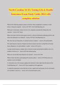 North Carolina XCEL Testing Life & Health Insurance Exam Study Guide 2024 with complete solution