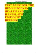 TEST BANK FOR THE HUMAN BODY IN HEALTH AND ILLNESS, 6TH EDITION BY HERLIHY